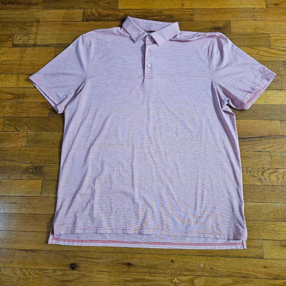 Southern Tide Orange White Stripe Performance Polo Shirt XL